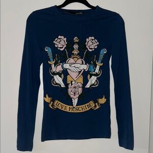 Love Moschino Blue Crew Neck Shirt